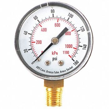 GRAINGER APPROVED D1338 Pressure Gauge Test 2 In, 4FLU2