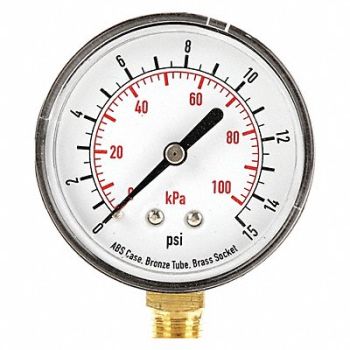 GRAINGER APPROVED D1343 Pressure Gauge Test 2-1/2 In, 4FLV6