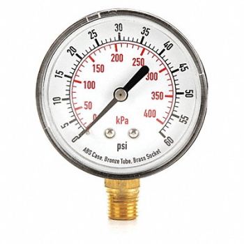 GRAINGER APPROVED D1343 Pressure Gauge Test 2-1/2 In, 4FLV8
