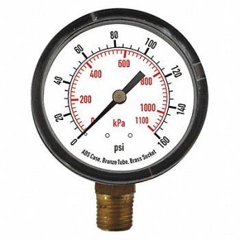 GRAINGER APPROVED D1343 Pressure Gauge Test 2-1/2 In, 4FLW1
