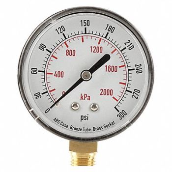 GRAINGER APPROVED D1343 Pressure Gauge Test 2-1/2 In, 4FLW3