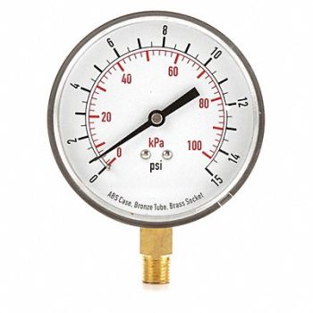 GRAINGER APPROVED D1348 Pressure Gauge Test 3-1/2 In, 4FLX5