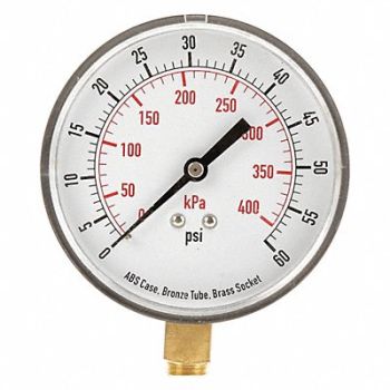 GRAINGER APPROVED D1348 Pressure Gauge Test 3-1/2 In, 4FLX7