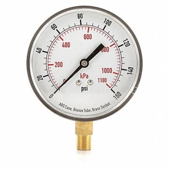GRAINGER APPROVED D1348 Pressure Gauge Test 3-1/2 In, 4FLX9