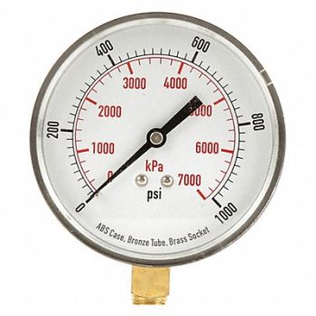 GRAINGER APPROVED D1348 Pressure Gauge Test 3-1/2 In, 4FLY5