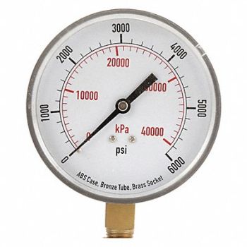 GRAINGER APPROVED D1348 Pressure Gauge Test 3-1/2 In, 4FLZ1