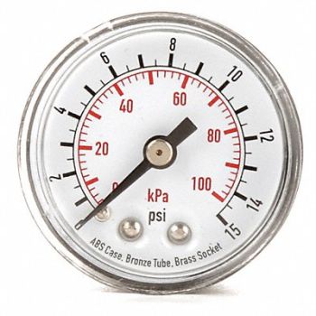GRAINGER APPROVED D1335 Pressure Gauge 0 to 15 psi 0 to 100 kPa, 4FLZ4