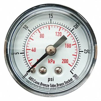 GRAINGER APPROVED D1335 Pressure Gauge 0 to 30 psi 0 to 200 kPa, 4FLZ5