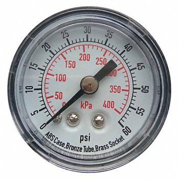 GRAINGER APPROVED D1335 Pressure Gauge 0 to 60 psi 0 to 400 kPa, 4FLZ6