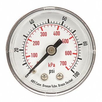 GRAINGER APPROVED D1335 Pressure Gauge 0 to 100 psi 0 to 700 kPa, 4FLZ7