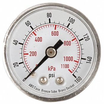 GRAINGER APPROVED D1335 Pressure Gauge 0to160 psi 0to1100 kPa, 4FLZ8