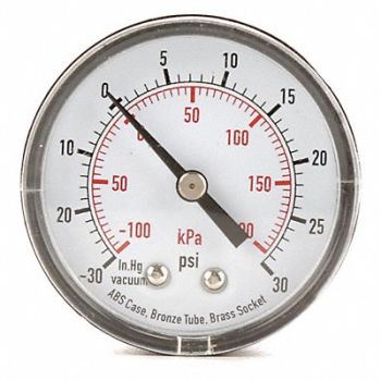 GRAINGER APPROVED D1339 Compound Gauge Test 2 In, 4FMC2