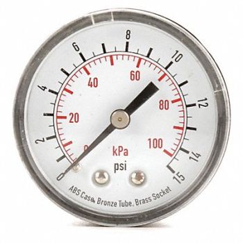 GRAINGER APPROVED D1339 Pressure Gauge Test 2 In, 4FMC3