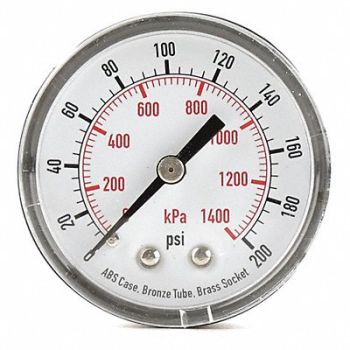 GRAINGER APPROVED D1339 Pressure Gauge Test 2 In, 4FMC8