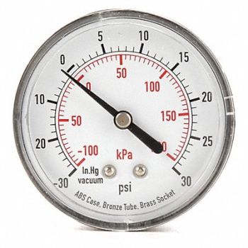 GRAINGER APPROVED D1344 Compound Gauge Test 2-1/2 In, 4FME1