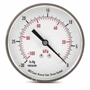 GRAINGER APPROVED D1349 Vacuum Gauge Test 3-1/2 In, 4FMF8