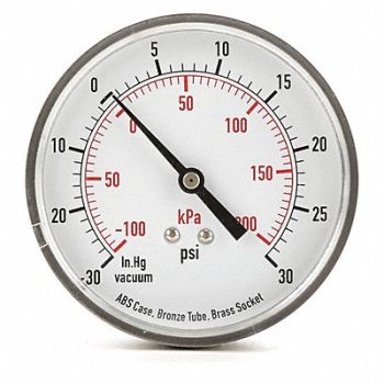 GRAINGER APPROVED D1349 Compound Gauge Test 3-1/2 In, 4FMF9
