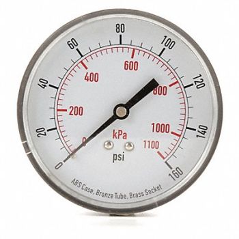 GRAINGER APPROVED D1349 Pressure Gauge Test 3-1/2 In, 4FMG5