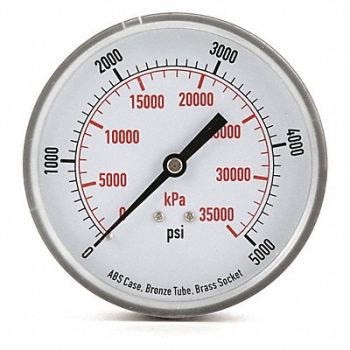 GRAINGER APPROVED D1349 Pressure Gauge Test 3-1/2 In, 4FMH5