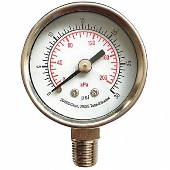 GRAINGER APPROVED D1353 Pressure Gauge Test 1-1/2 In, 4FMH9