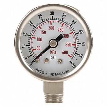 GRAINGER APPROVED D1353 Pressure Gauge Test 1-1/2 In, 4FMJ1