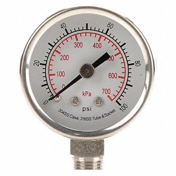 GRAINGER APPROVED D1353 Pressure Gauge Test 1-1/2 In, 4FMJ2