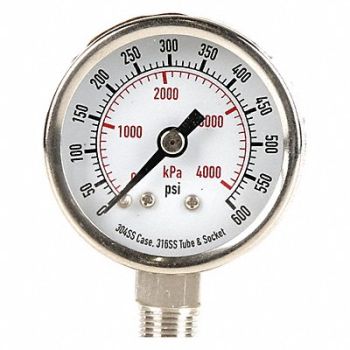GRAINGER APPROVED D1353 Pressure Gauge Test 1-1/2 In, 4FMJ7