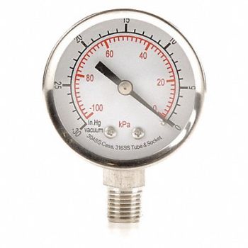 GRAINGER APPROVED D1357 Vacuum Gauge Test 2 In, 4FMK3