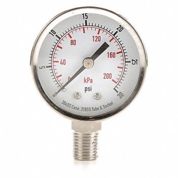 GRAINGER APPROVED D1357 Pressure Gauge Test 2 In, 4FMK5