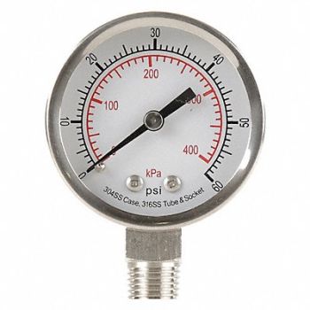 GRAINGER APPROVED D1357 Pressure Gauge Test 2 In, 4FMK6