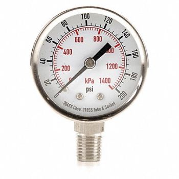 GRAINGER APPROVED D1357 Pressure Gauge Test 2 In, 4FMK9
