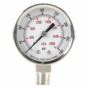 GRAINGER APPROVED D1357 Pressure Gauge Test 2 In, 4FML2