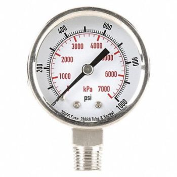 GRAINGER APPROVED D1357 Pressure Gauge Test 2 In, 4FML4