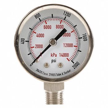 GRAINGER APPROVED D1357 Pressure Gauge Test 2 In, 4FML5
