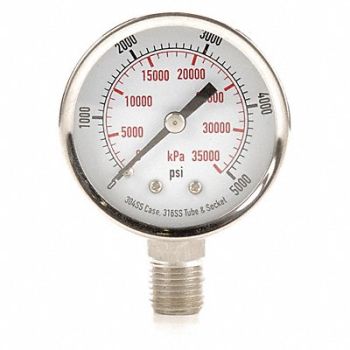 GRAINGER APPROVED D1357 Pressure Gauge Test 2 In, 4FML7