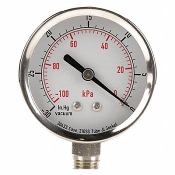GRAINGER APPROVED D1362 Vacuum Gauge Test 2-1/2 In, 4FML8