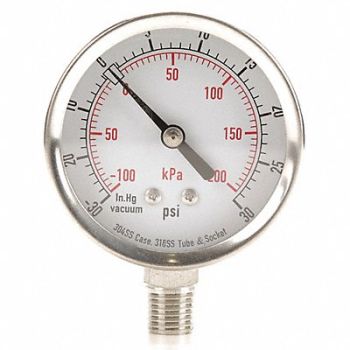 GRAINGER APPROVED D1362 Compound Gauge Test 2-1/2 In, 4FML9