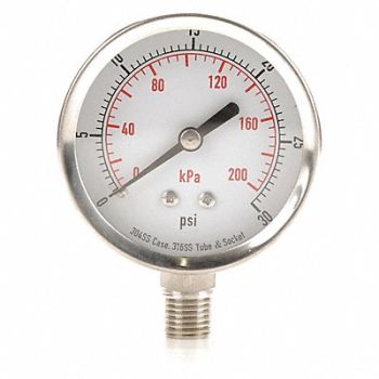 GRAINGER APPROVED D1362 Pressure Gauge Test 2-1/2 In, 4FMN1