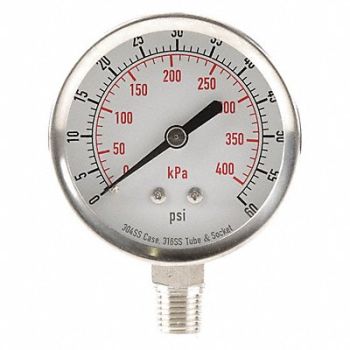 GRAINGER APPROVED D1362 Pressure Gauge Test 2-1/2 In, 4FMN2