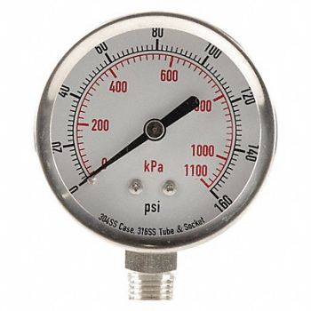 GRAINGER APPROVED D1362 Pressure Gauge Test 2-1/2 In, 4FMN4