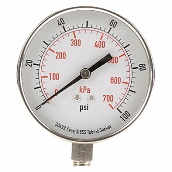 GRAINGER APPROVED D1366 Pressure Gauge Test 3-1/2 In, 4FMP8