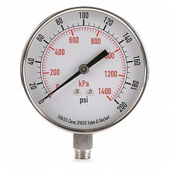 GRAINGER APPROVED D1366 Pressure Gauge Test 3-1/2 In, 4FMR1