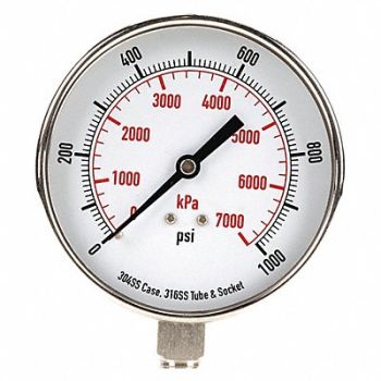 GRAINGER APPROVED D1366 Pressure Gauge Test 3-1/2 In, 4FMR5