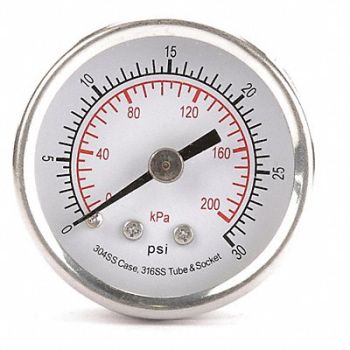 GRAINGER APPROVED D1354 Pressure Gauge Test 1-1/2 In, 4FMT2