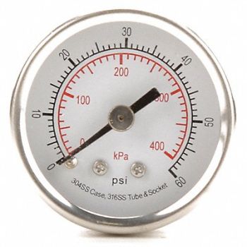 GRAINGER APPROVED D1354 Pressure Gauge Test 1-1/2 In, 4FMT3