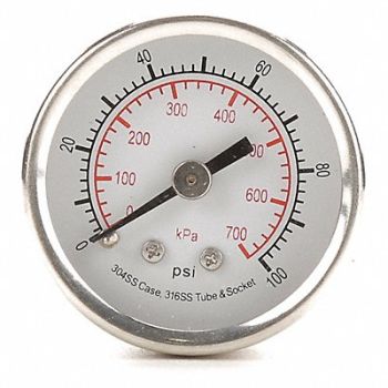GRAINGER APPROVED D1354 Pressure Gauge Test 1-1/2 In, 4FMT4