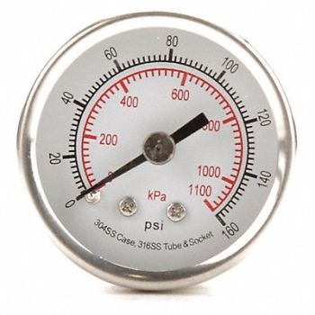 GRAINGER APPROVED D1354 Pressure Gauge Test 1-1/2 In, 4FMT5