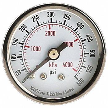 GRAINGER APPROVED D1354 Pressure Gauge Test 1-1/2 In, 4FMT9