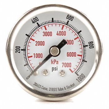 GRAINGER APPROVED D1354 Pressure Gauge Test 1-1/2 In, 4FMU1