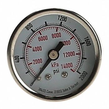 GRAINGER APPROVED D1354 Pressure Gauge Test 1-1/2 In, 4FMU2